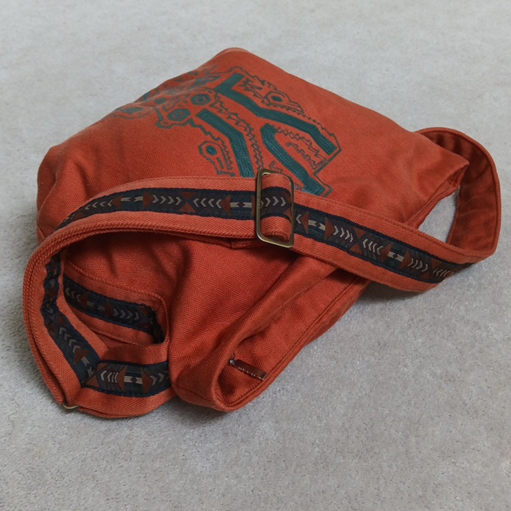 Like New 17"×14" Wide Strap Fabric Shoulder Bag With Unique Patterns